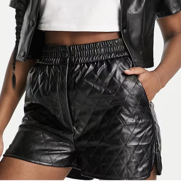 Zara Quilted Faux leather shorts